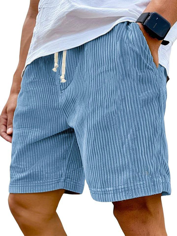2025 Men's Retro Embroidered Logo Corduroy Drawstring Shorts