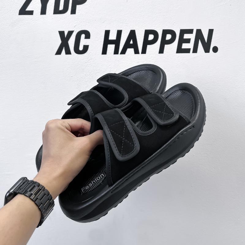 New sandals men's outdoor two wear non-slip casual wind one-word drag outside wear shit-stepping beach shoes 371221-R