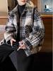 Unisex Retro Plaid Woolen Long-Sleeve Shirt Jacket for Autumn