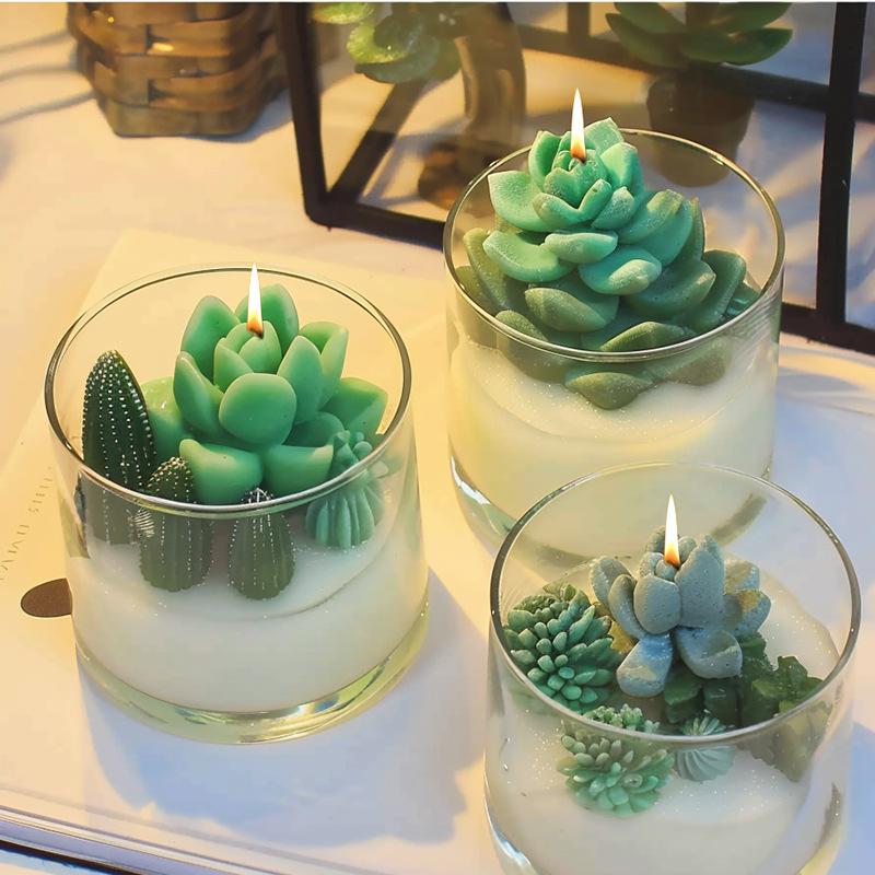 Set di Stampini in Silicone per Candele Succulente e Cactus 3D Kit per Sapone Fatto a Mano, Artigianato in Gesso, Stampo per Colata in Resina Epossidica, Strumenti per la Cottura di Torte