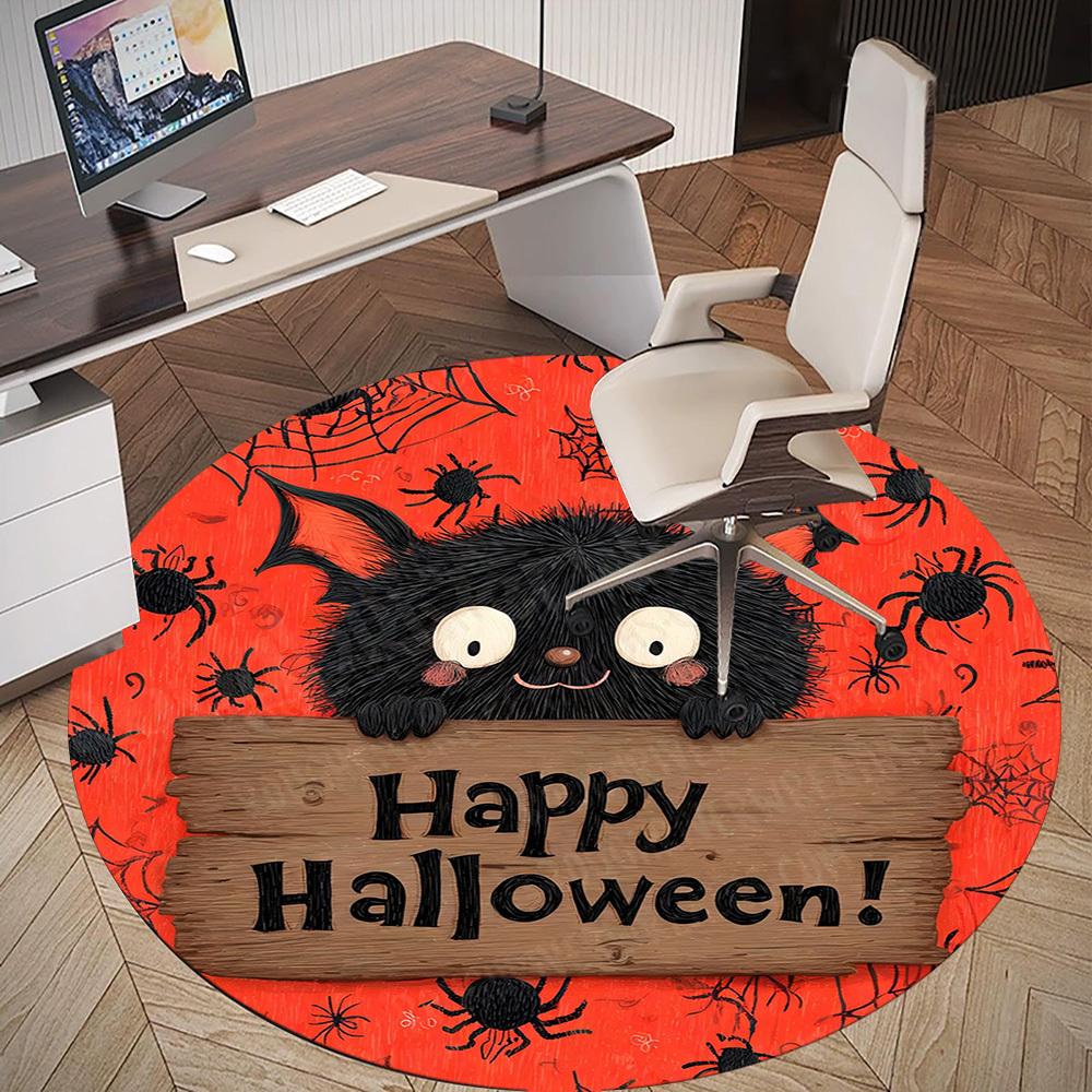 1PC Halloween Bat Office Round Area Rug, Under Office Chairs Bedroom Living Room Home Decor, Carpet for Office -1110134