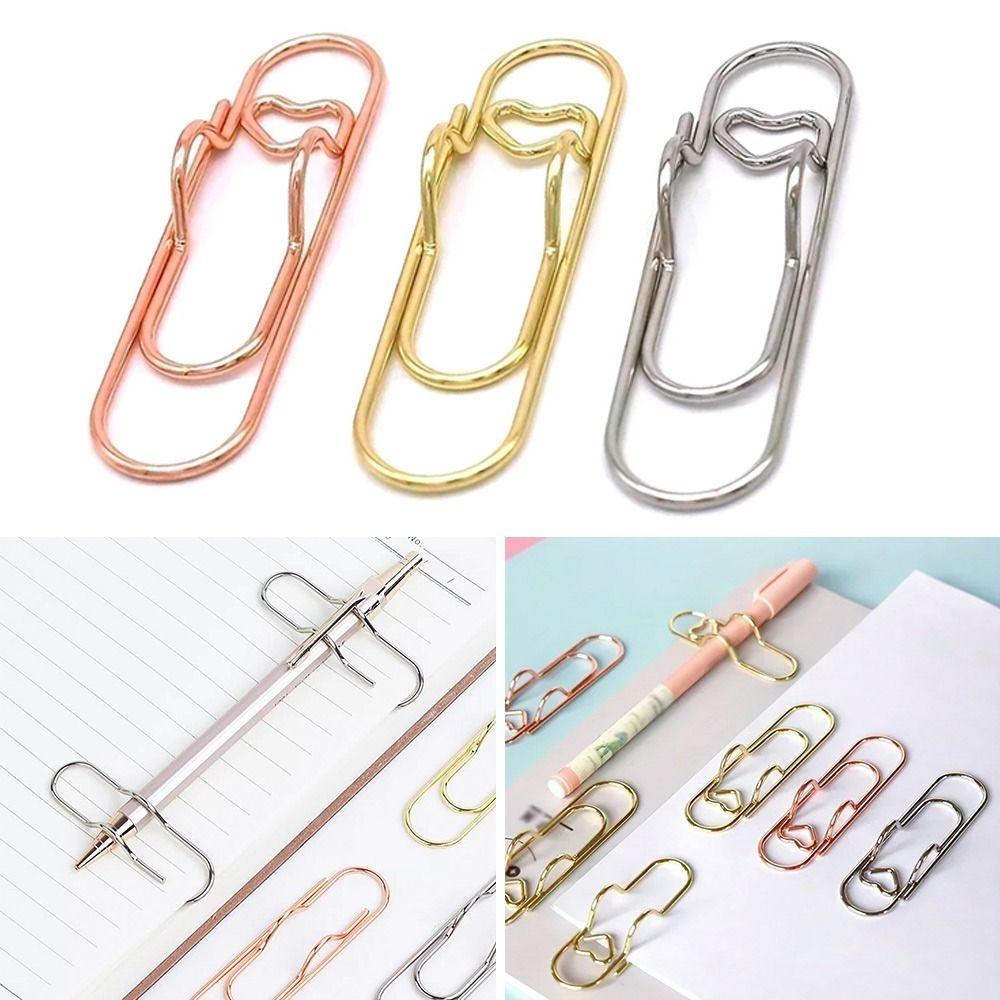 Heart Shape Paper Clips Love Model Pen Holder Multi-functional Paper Fix Clip Stationery