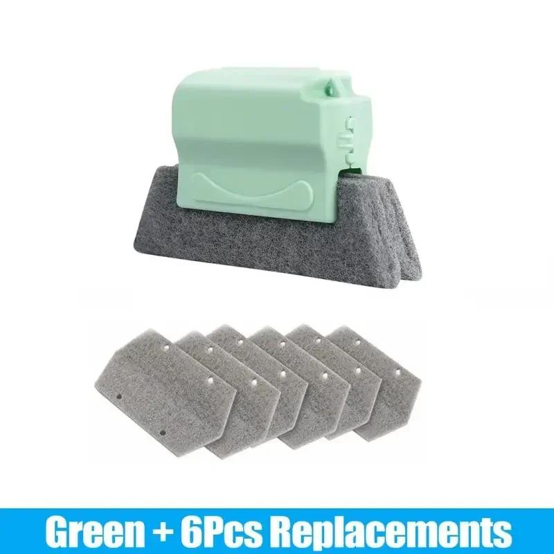 

Інструмент для чищення пазів 2 в 1 Щітка для чищення пазів віконної рами та дверної коробки Інструменти для чищення напрямних розсувних дверей Ручний засіб для чищення щілин зелений