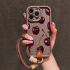 Niedliches Kirschmuster Lanyard Umhängeband Seil Handyhülle Für iPhone 11 12 13 14 15 16 17 Pro Max 16E XS X XR 7 8 Plus Silikon Soft Cover