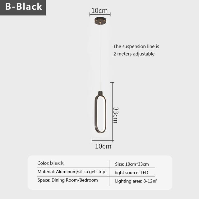Modern Minimalist LED Pendant Light Chandelier For Hotel Bedrooms Dining Living Room Black Gold Decor Circular Hanging Lamp