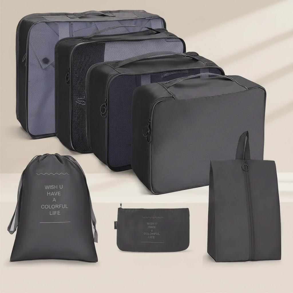 

Portable 7PCS Travel Bag Set Organizer Storage Pouch for Clothes Luggage Accessories Essentials чёрный