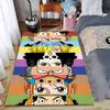 Colorful Anime Character Faces Carpet with Striped Background Design Suitable for Use As an Anti-slip for Living Room Bedroom Sofas