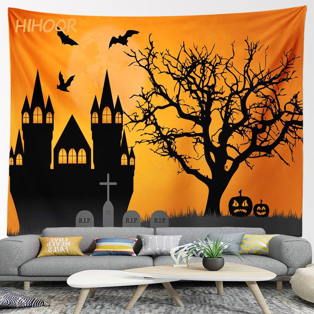 Happy Halloween Pumpkin Tapestry Wall Hanging Boho Room Decoration Large Cloth  Aesthetic Home Party Backdrop