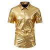 Camicia da Uomo Nightclub Disco Manica Corta Camicia Lucida Abito da Festa Danzante Camicie per Uomo Abbigliamento