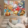 Cute TTom And Jerry Tapestry Wall Hanging Tapestry Art Deco Blanket Curtain Hanging At Home Bedroom Living Room Decor