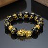 Chinese Style Pixiu Six-Character Mantra Obsidian Stone Beads Bracelet For Men Women Wristband Wealth And Good Luck Bracelet