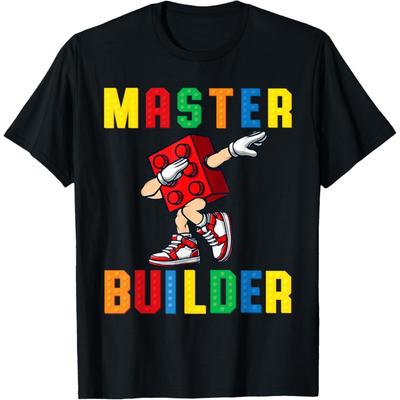 Tricou Amuzament Copii Maestrul Constructor Cărămizi de Construit Băieți