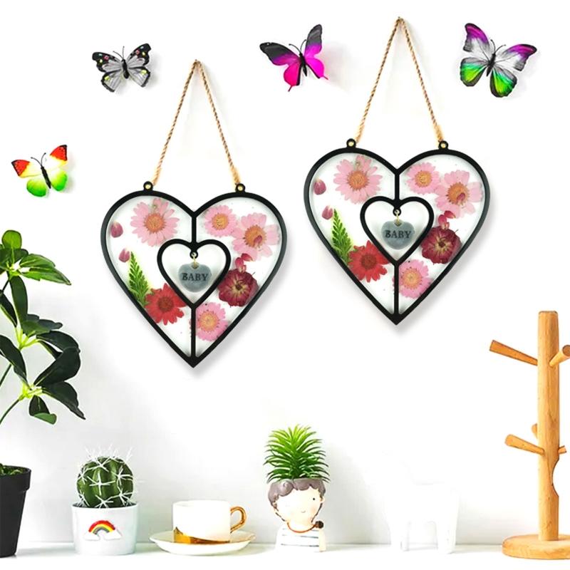 Wall Hanging Resin Moulds Heart-shaped Silicone Moulds Window Epoxy Resin Mould for DIY Craft Christmas Home Decoration