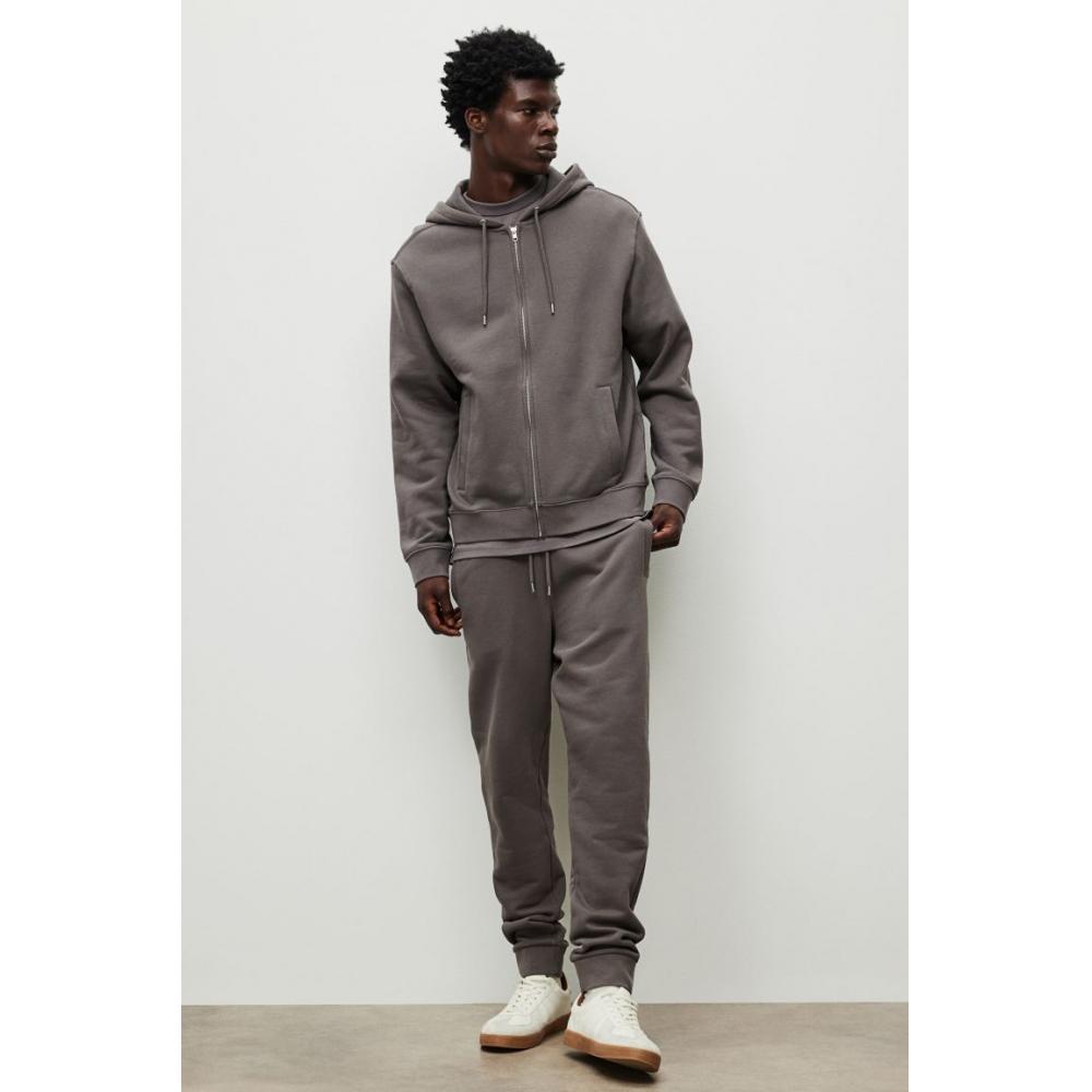 H M Regular Fit Zip Up Hoodie Dark Grey