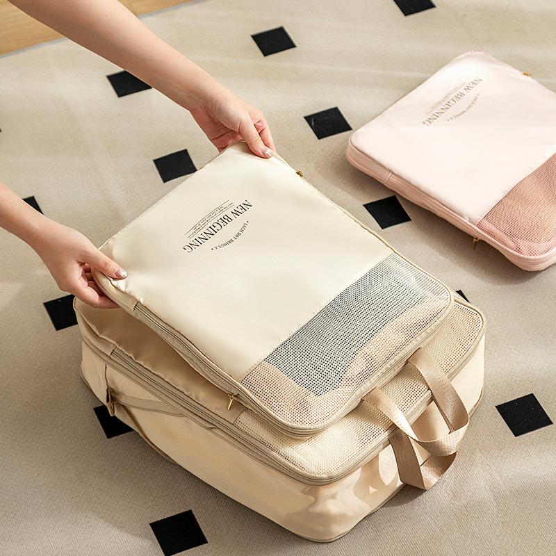 1pc Clothing Storage Bag Large-capacity Visible Clothes Compression Bag Portable Travel Hand-held Storage Bag Clothing Organizer