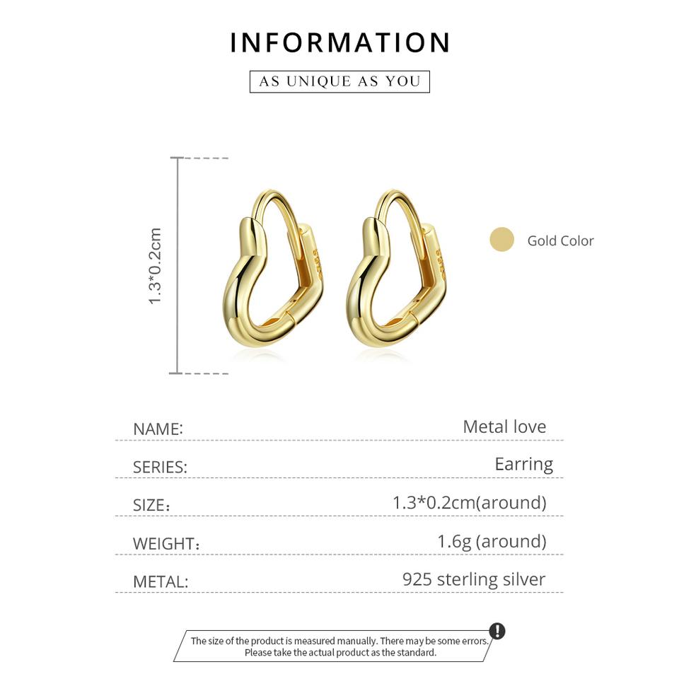 WOSTU 925 Sterling Silver Hollow Heart Love Stud Earrings Shiny Simple Earrings For Women Fashion Silver Jewelry CQE1174