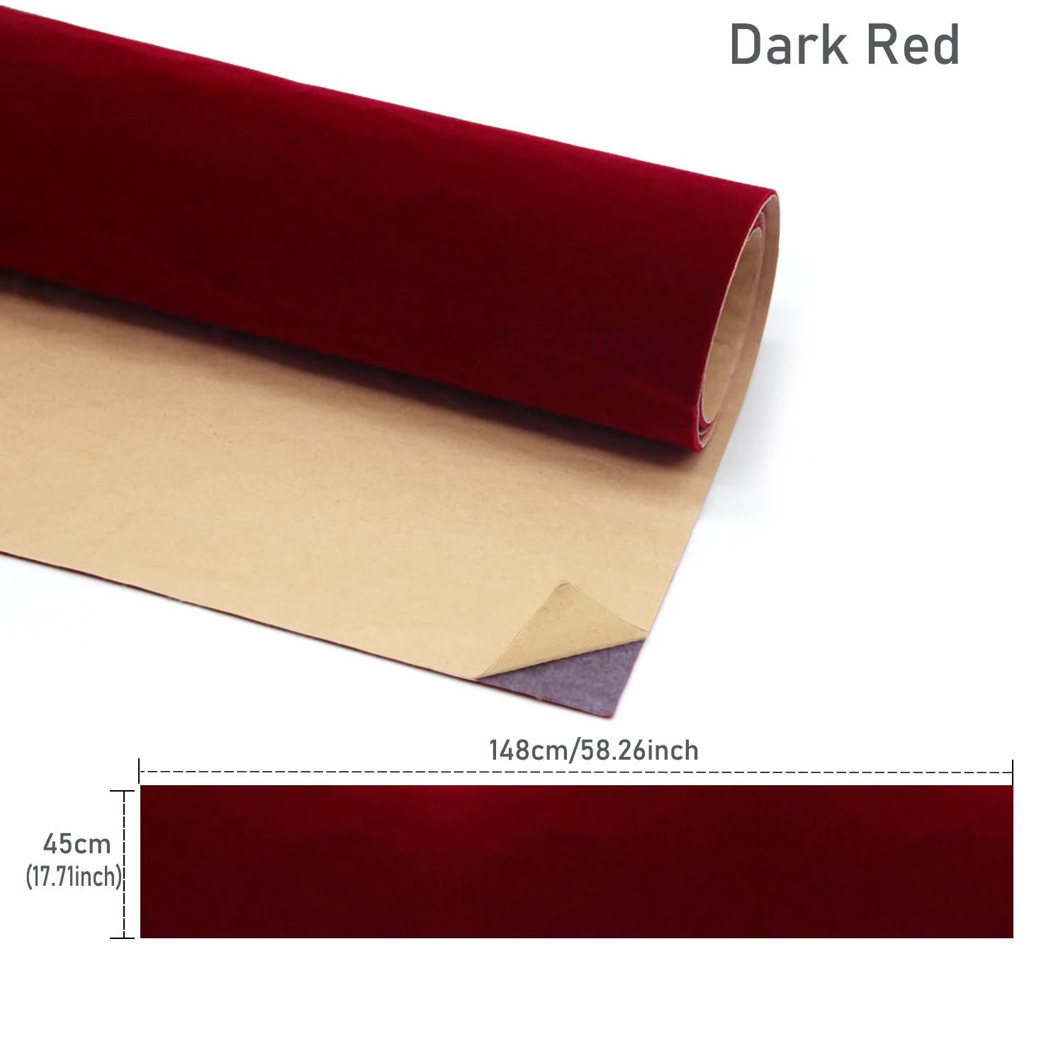 

1/2/3 roll Self-Adhesive Velvet Flock Liner 45x148cm, Multi-Color Contact Paper for Jewelry Box Lining, Drawer & Craft Projects 1roll темно-красного