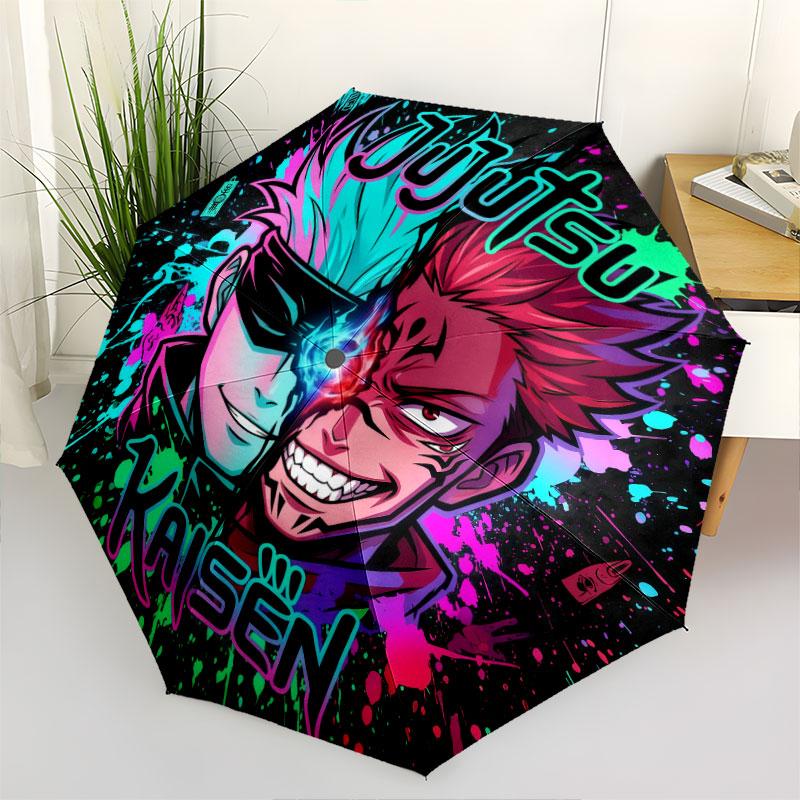 1 PC Automatic Folding Umbrella - Jujutsu Kaisen Pattern Portable Foldable Design With 8 Ribs Christmas Birthday Gifts