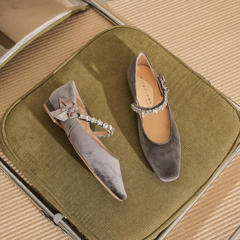 

22306 туфли на плоской подошве женские толстый каблук новые квадратный носок стразы надпись туфли Мэри Джейн французские туфли из замши с открытым верхом 39