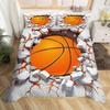 Boys Basketball Duvet Cover Twin Queen Size for Kids Teen Room Sports Bedding Set, Ball Game Comforter Cover with Pillow Case
