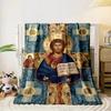 "Religious Iconography Jesus Pattern Blanket"Flannel blanket for bedroom, living room, sofa, and nap