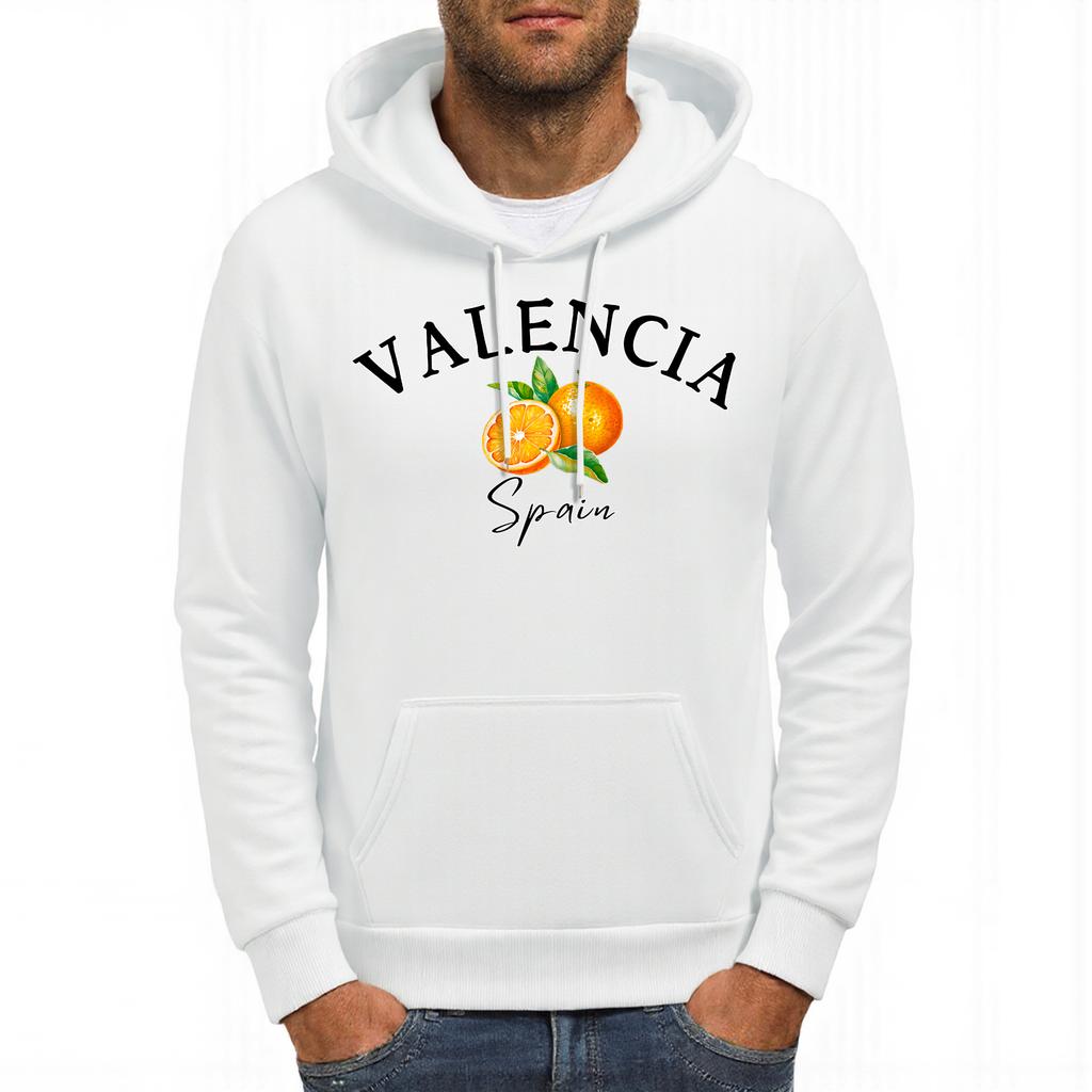 Valencia Spain Orange Print Mens Hoody Autumn Pocket Hoodies Multicolor Fleece Pullover All-Match Comfortable Male Hoodie