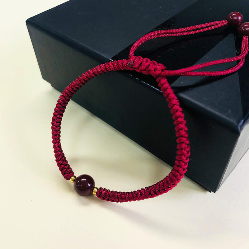 Single-heart lucky stone bracelet, red thread wish bracelet, couple friendship bracelet