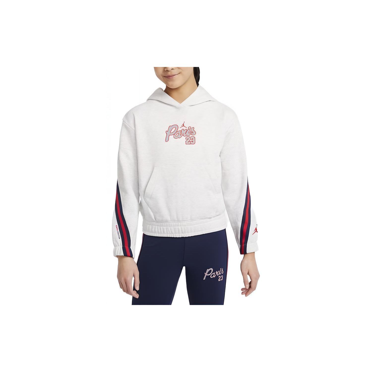 

Jordan Paris Saint-Germain Letter Print Color Block Hoodie Kids Hoodies Light-Gray DR8418-051 M