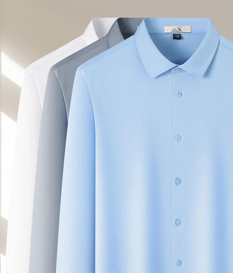 [Clearance Sale&Cotton Silk Modal] Spring and Summer Silk Slippery Business Dress Shirt Men's Long Sleeve Shirt