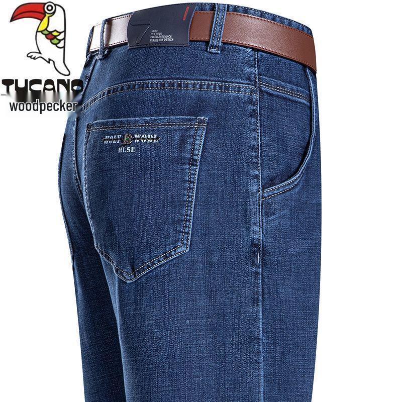 Specht Herren Winter High-Waist Stretch-Jeans mit Fleecefutter - Business Casual Straight-Leg Hose