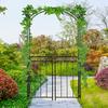 Garden Decorative Metal Arch with Gate Outdoor Patio Trellis Arbor for Climbing Plant Archway Antique Black - 108L X 45W X 215Hcm