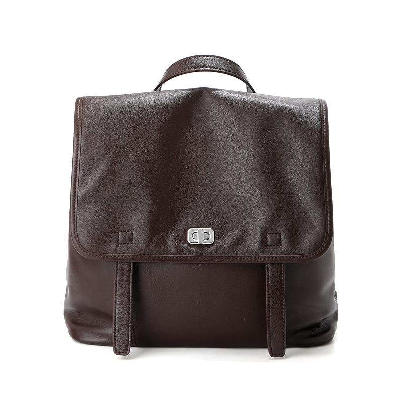 First layer cowhide backpack women's niche retro premium texture leather commuter large capacity laptop backpack