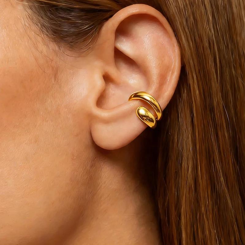 Punk Piercless Ear Clip Earring for Women Classic Gold Color Trendy Earcuff Earrings Girl Y2K Gift Simple Daily Wear Jewelry