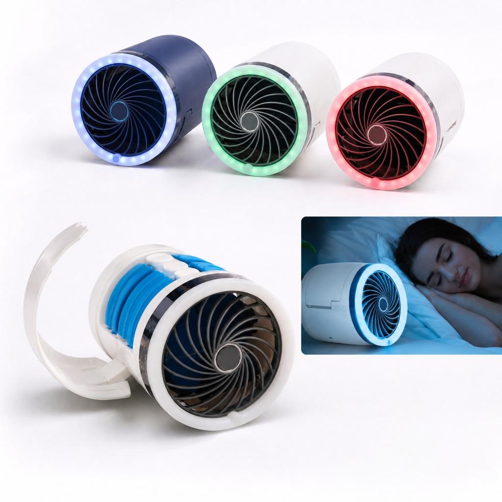 Desktop Cooler ___0__ with Color Changing ___1__ LED Light, Portable Evaporative Conditioner, Circulating Fan for Bedroom