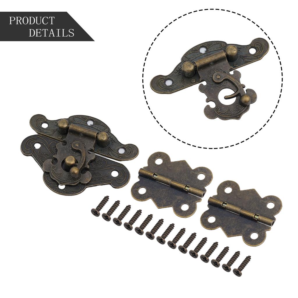 Cabinet Latches Hinge Bronze Cabinet Easy Installation Hasp Retro Design Antique Bronze Buckle Vintage Hardware