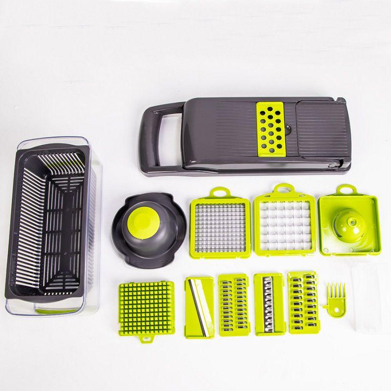 

Fruit Vegetable Cutter Slicer Grater Shredder Drain Basket Slicer 8 In 1 Gadgets зелёный