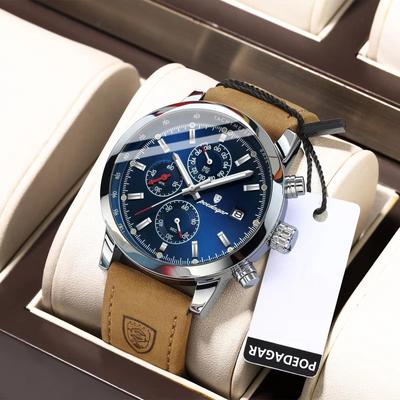 Sport Leder Quarz Uhren Luxus Armbanduhr für Mann Wasserdicht Leuchtende Chronograph Datum Uhr