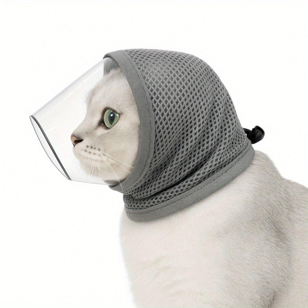 Nastavitelná šňůrka Anti-Licking Mask Průhledné vidění Pet Kočičí maska Kočičí náhubky Péče o domácí mazlíčky
