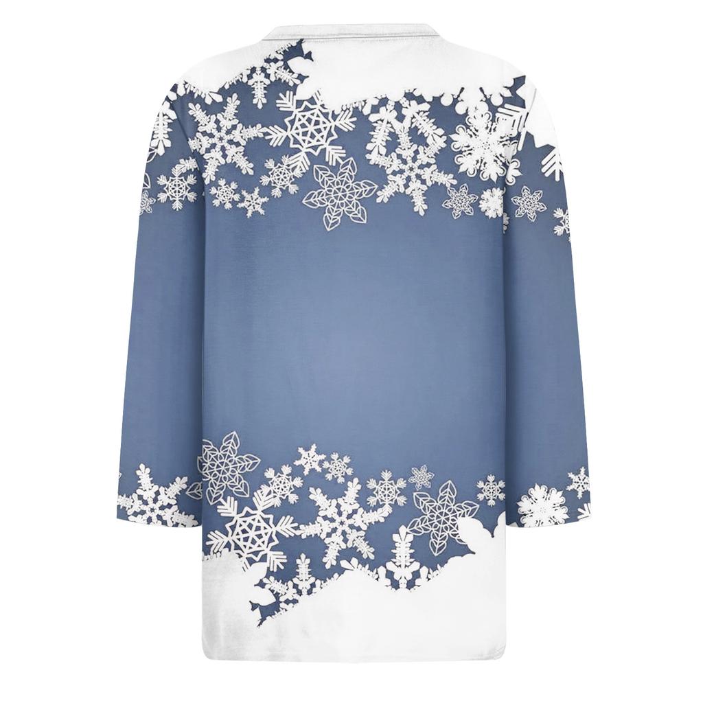 Damenmode Lässiges Rundhals-T-Shirt mit 3/4-Ärmeln und lockerem Aufdruck