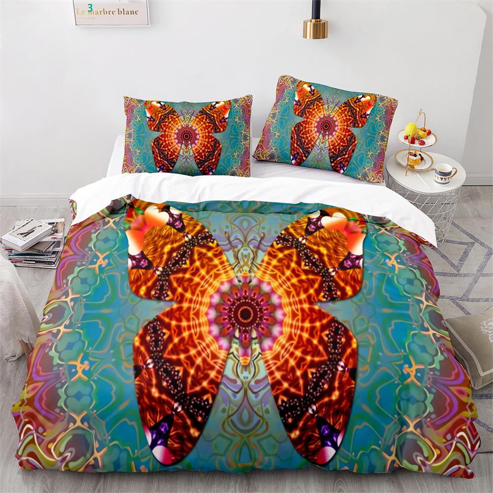 Butterfly Duvet Cover Set Blue Purple Wild Animals Bedding Set King Queen Size for Kids Girls Women Polyester Comforter Cover