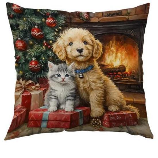 

Новая Рождественская наволочка Рождественская Снежинка Принт Кота Наволочка Домашняя Диванная Подушка 45*45cm