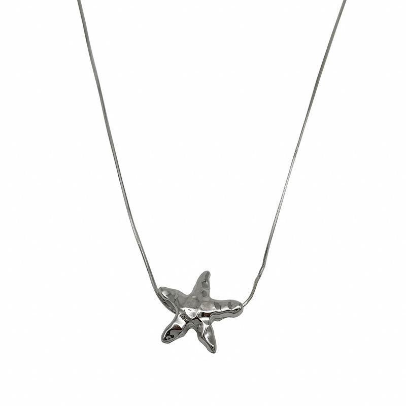 S925 Sterling Silver Korean Minimalist Starfish Necklace - Women's Versatile High-End Choker Clavicle Chain