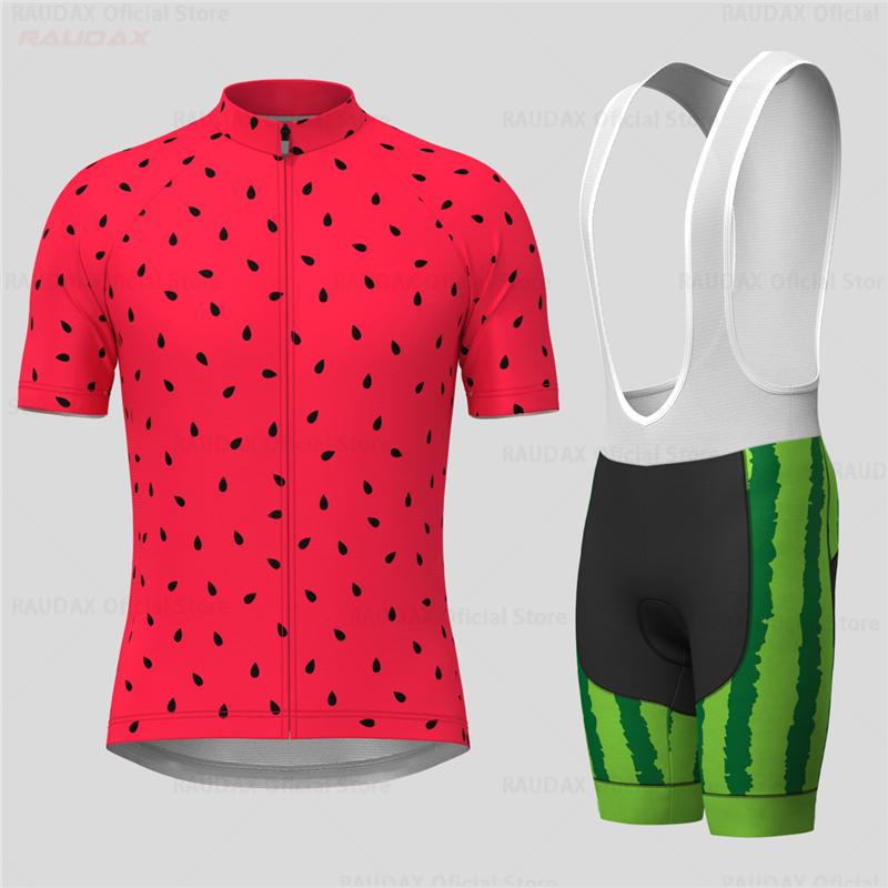 Men Cycling Jersey Set Watermelon Summer Short Sleeve Breathable MTB Bike Cycling Clothing Maillot Ropa Ciclismo Uniform Suit