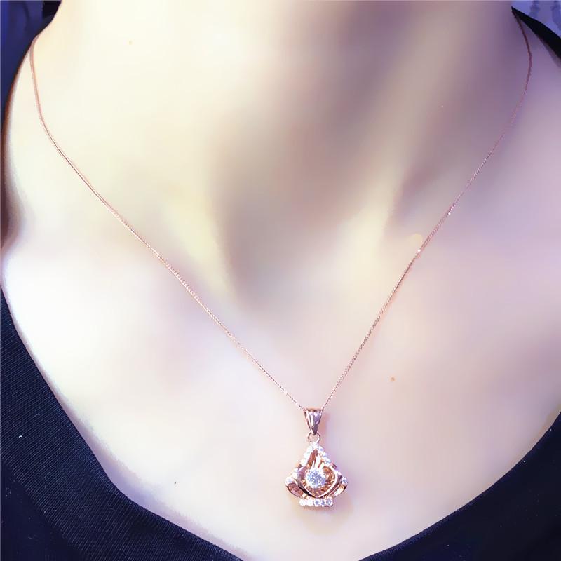 Exquisite Color Gold Russian Purple Gold Plated Rose Gold Necklace Skirt Pendant Simple Atmosphere 585 Purple Gold Set Chain