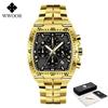 WWOOR Military Watch Men Chronograph Sports Watch For Men Luxury Square Stainless steel Quartz Waterproof Wristwatch Male Clock