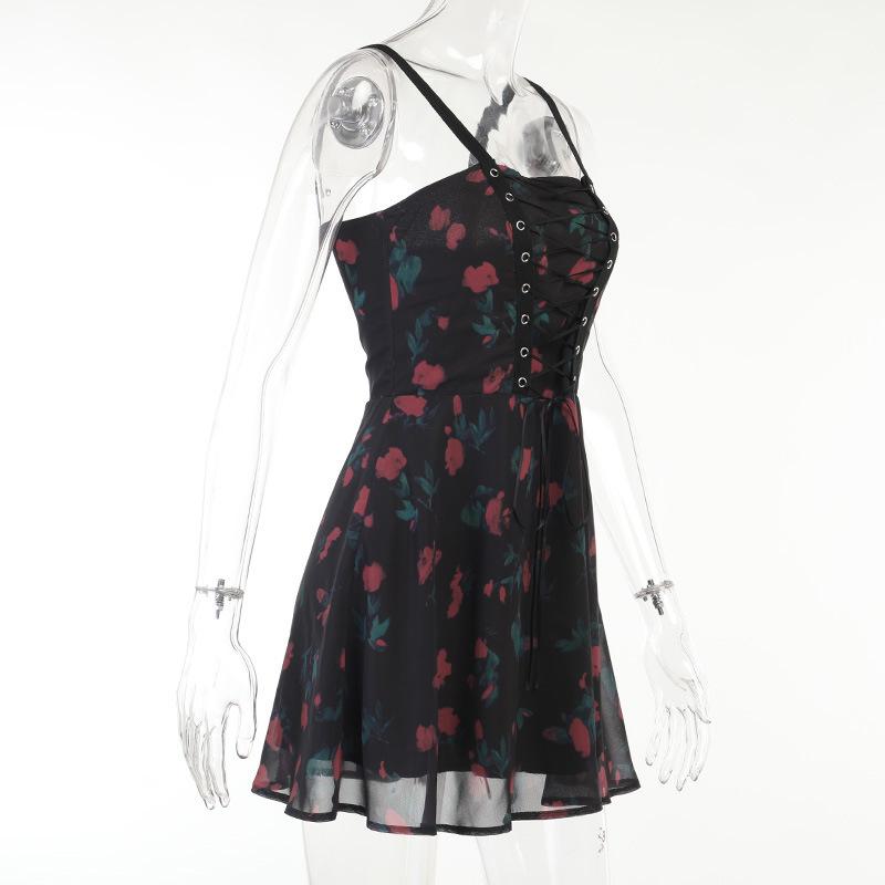 Gotické šaty pro ženy, tmavě hnědé síťované šaty s potiskem, dvoudílná sada, podzimní nová krátká sukně s vysokým pasem