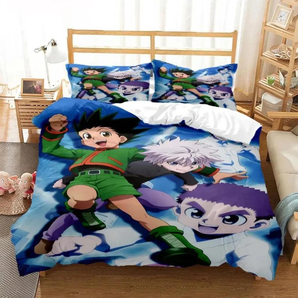 Hunter×Hunter Bedding Set Exquisite Bed Supplies Set Cartoon Anime Duvet Cover Bed Comforter Set Bedding Set Birthday Gift