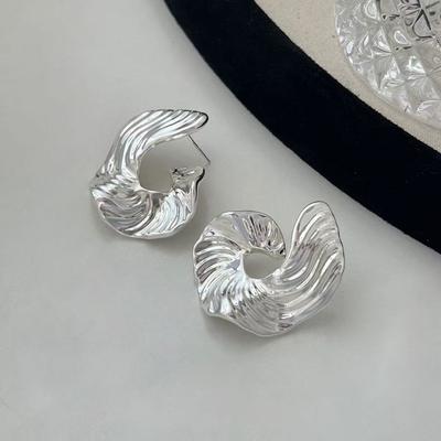 Niche Unique Retro Metal Cold Abstract Simple Styling Sense Texture Exaggerated Irregular Round Earrings Niche