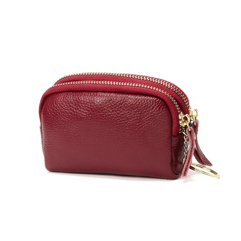 European-American Genuine Leather Coin Purse - Double Zipper, Large Capacity, Stylish Clutch