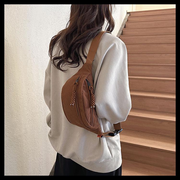 Corduroy Casual Sporty Crossbody Bag with Large Capacity